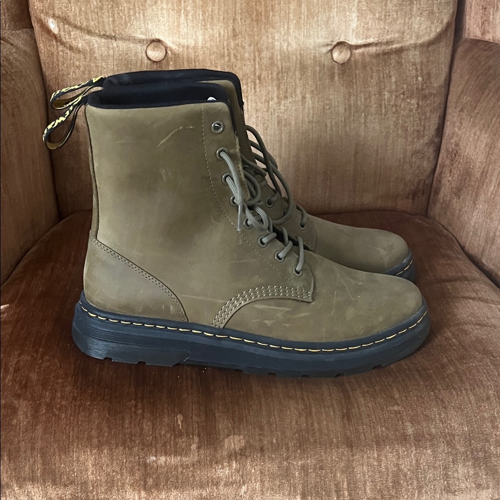 Dr. Martens “Crewson” Olive Lace-Up Boots